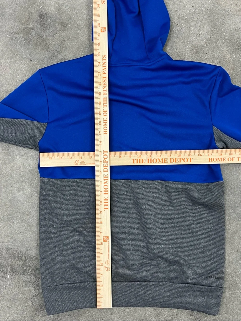 adidas Blue and Gray Colorblock Pullover Hoodie